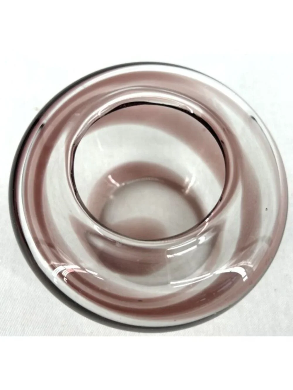 Arsis Murano Style Art Glass Bowl Pink & Clear Hand Blown Crystal 3
